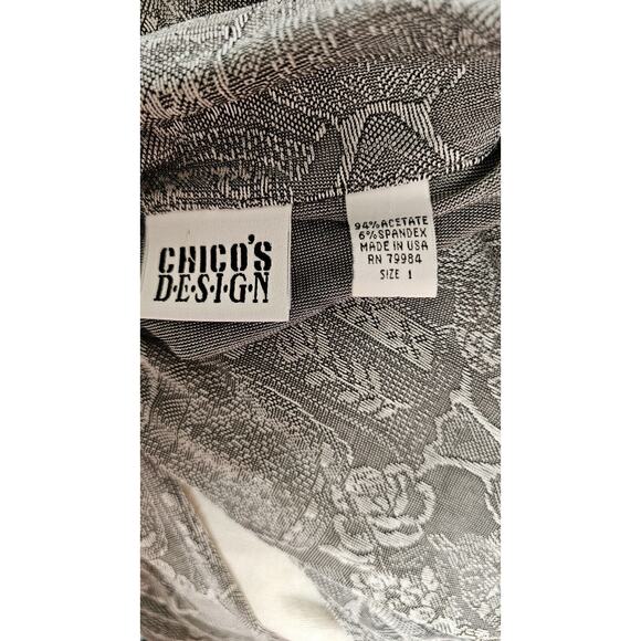 Vtg CHICO'S DESIGN Gray Silver Travelers Knit Top Blouse Slinky Sz 1 Pottery - Picture 5 of 5